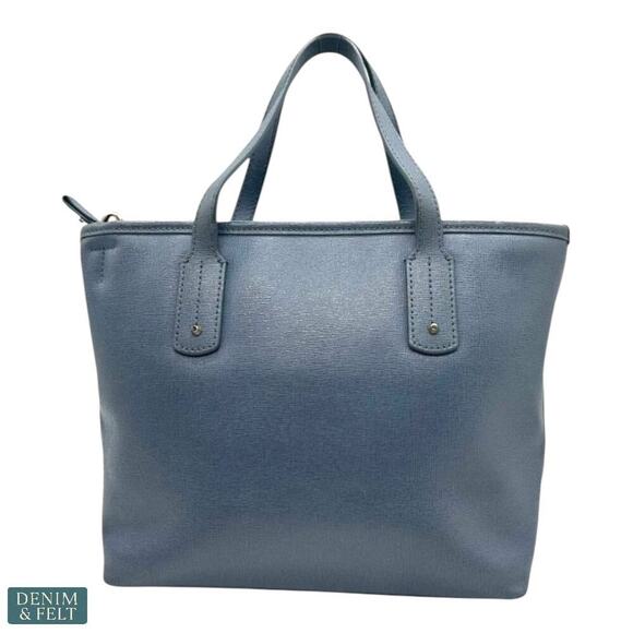 Furla Genuine Leather Blue Tote Bag with Strap Satchel Shoulder Bag Authentic - Picture 3 of 13